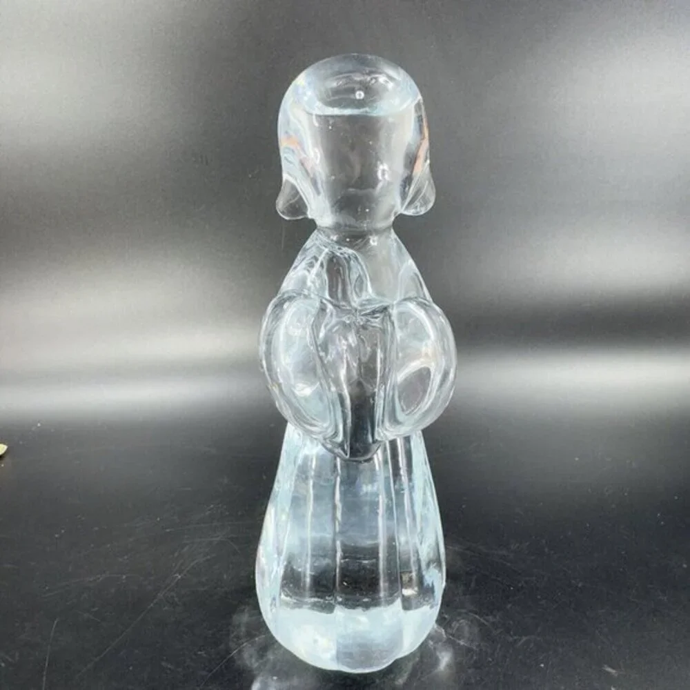 Vintage Clear Art Glass Praying Angel Figurine Paperweight Sculpture Glass VTG‎